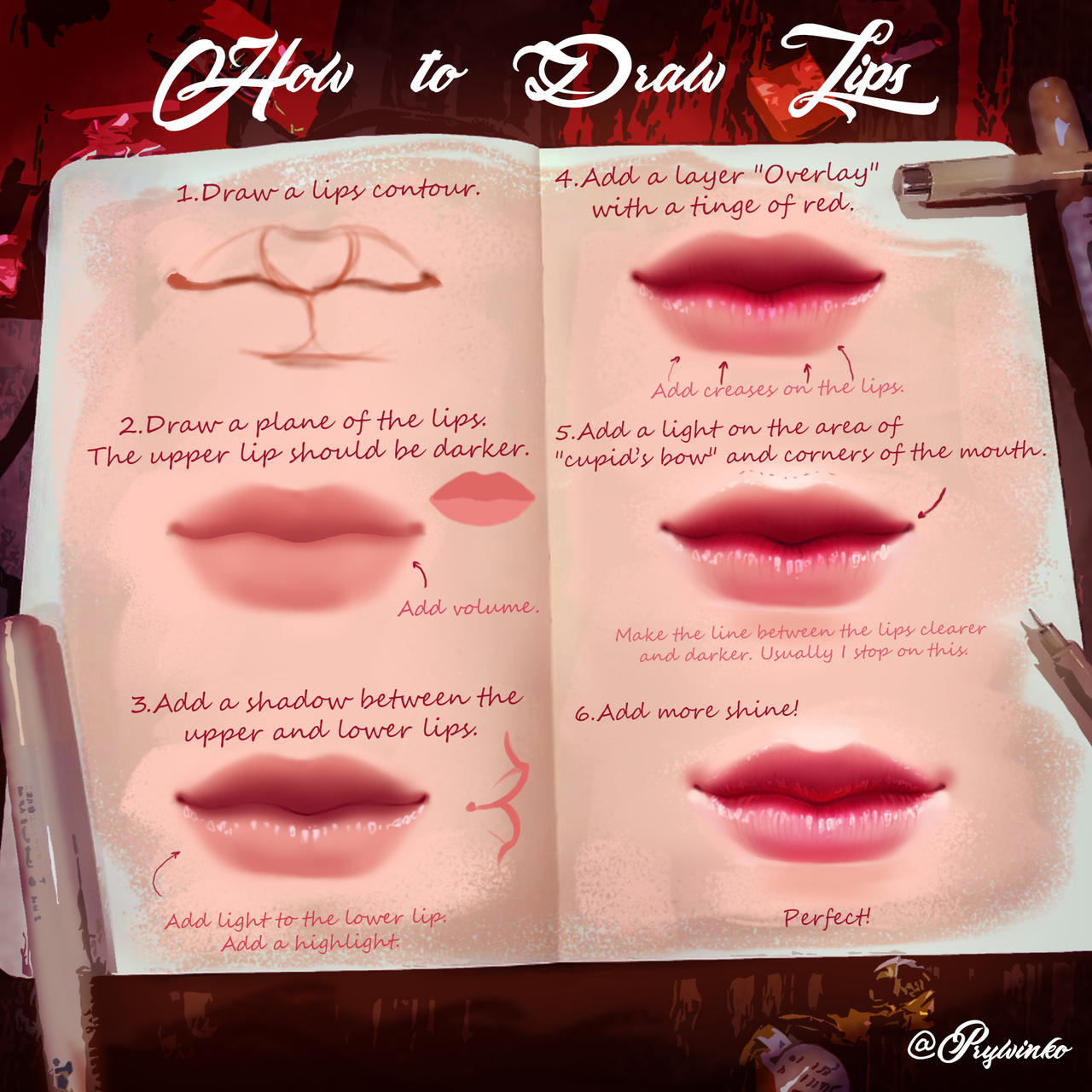 Human Lips Drawing Tutorial Tutorial: How to draw lips by Prywinko on DeviantArt