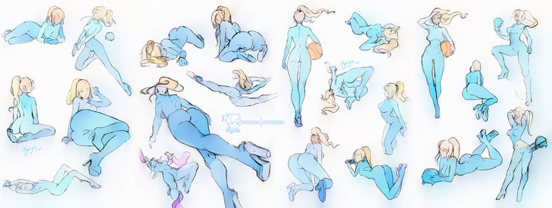 Samus pose sketches