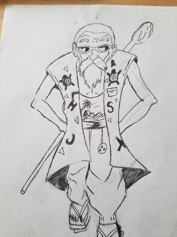 Master Roshi Outlines Alternate timeline master Roshi by Dustdragon88 on DeviantArt