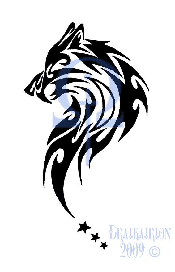 Tribal sabertooth Wolf Tattoo