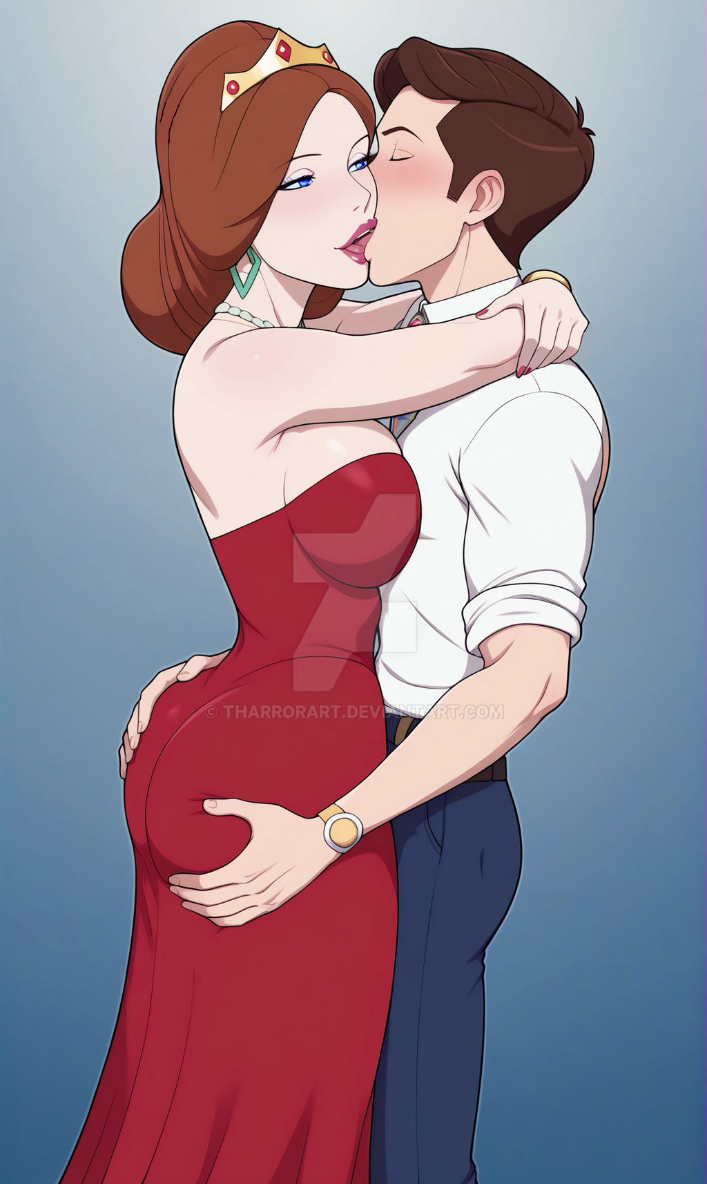 Commission Art: Queen Camille Kissing Adult Nemo