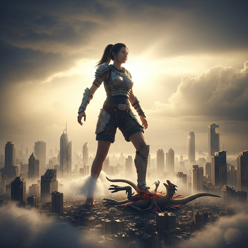 Violet conquers her first Dragon.