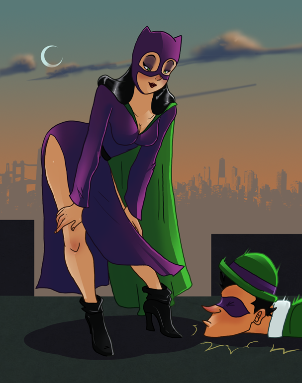 1950's Catwoman watching riddler fail