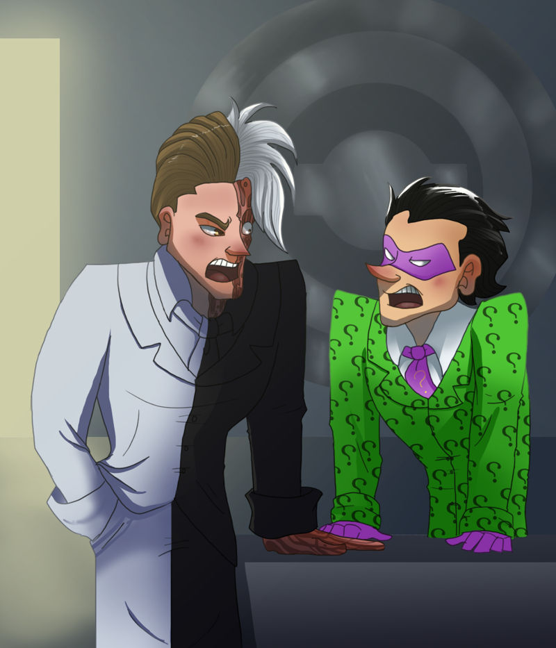 Ninja Riddler Two Face And Riddler Fighting by pink-ninja on DeviantArt