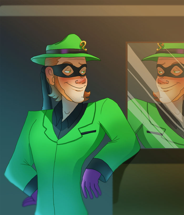 Ninja Riddler Riddler checking himself out by pink-ninja on DeviantArt