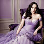 Darcy Lewis in lavender wedding gown