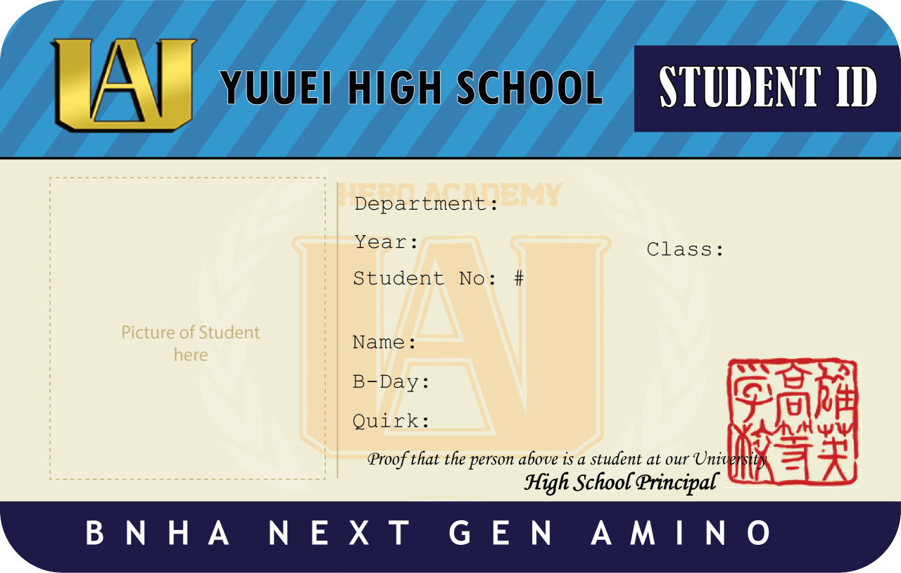 BNHA Student ID Card Design #22 by MiladyMarcano on DeviantArt Intended For High School Id Card Template