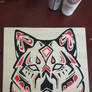 Native Wolf on Wooden Box