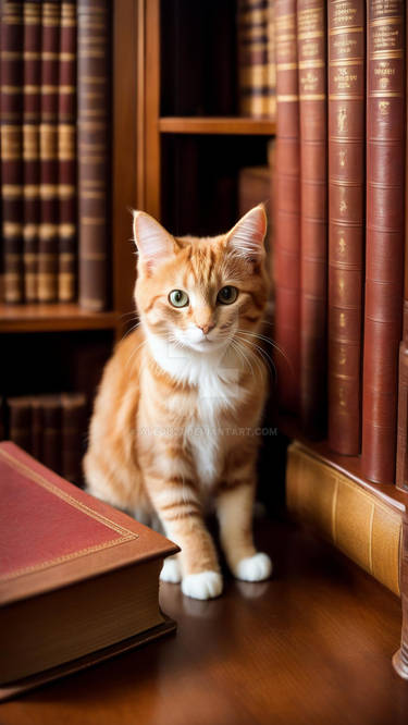 Vintage Library Cat
