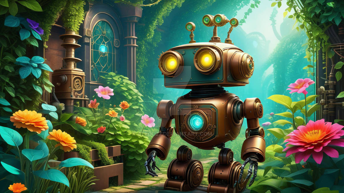 Steampunk Bot Garden by aleou27 on DeviantArt