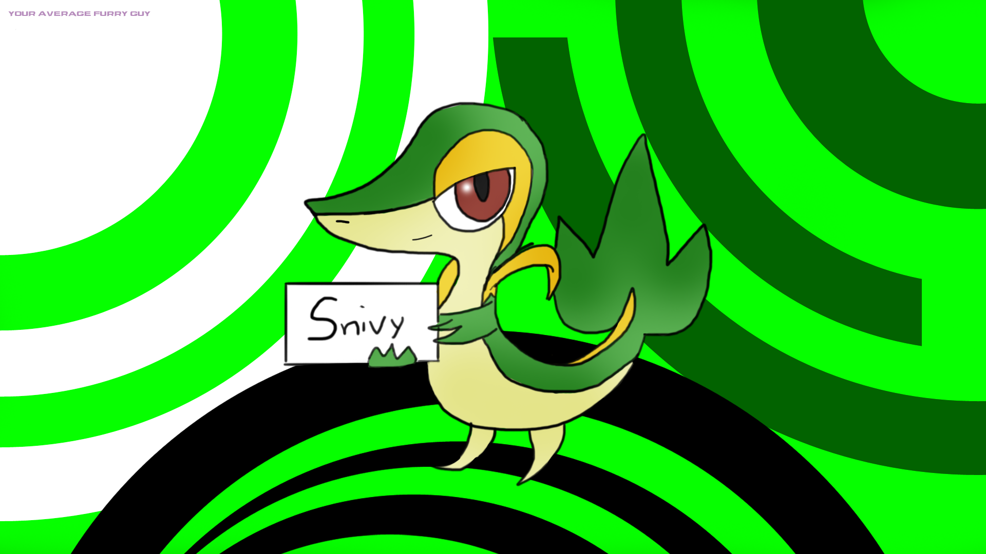 Snivy holding a sign