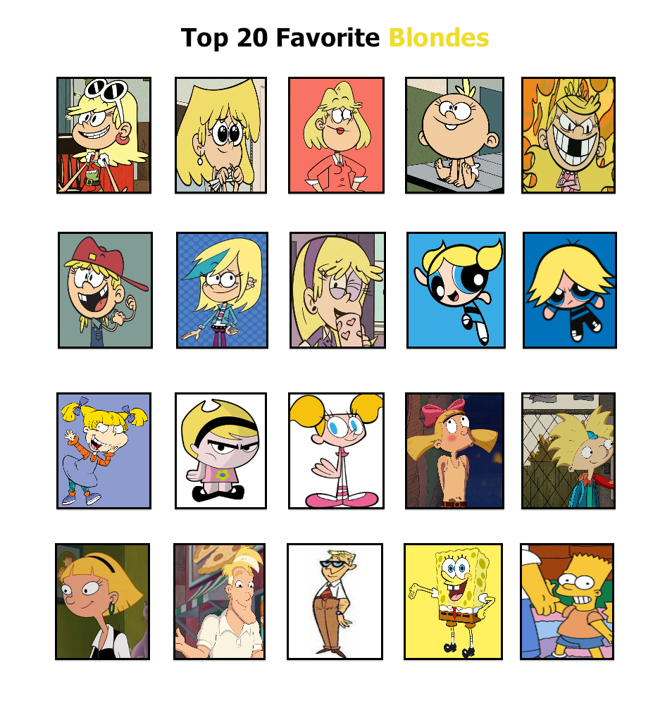 Top 20 favorite cartoon blonde characters by MarJulSanSil on DeviantArt