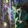 Jigen in a street side of N.Y.