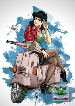 Handesigner - Fujiko Mine on Vespa