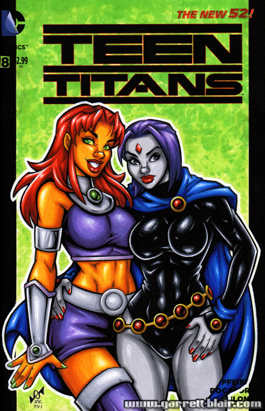 Starfire + Raven toon sketch cover