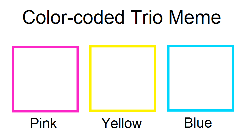 Adding Color Meme Color-coded Trio Meme Template by Alexpasley on DeviantArt