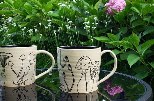 Inky Magic Mushroom Mugs - 16oz set of 2