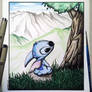 Stitch Drawing - Watercolour and Crosshatch