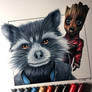 Rocket Raccoon and Baby Groot Drawing