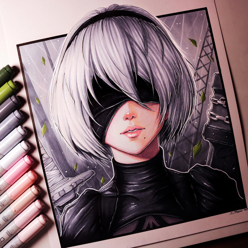 2B from NieR: Automata - Drawing