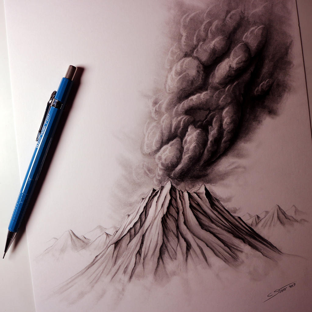 How To Draw A Realistic Volcano Step By Step