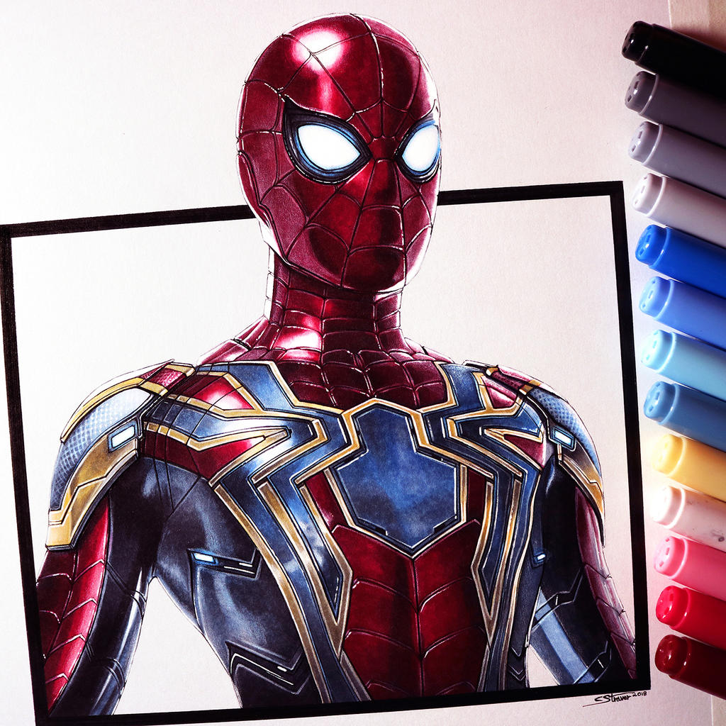 Spider-Man Drawing - Iron Spider Suit By Lethalchris On Deviantart