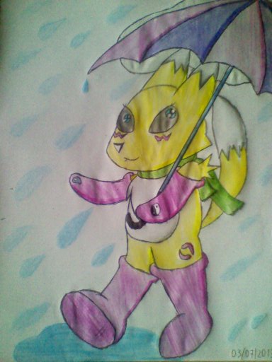 chibi renamon on the rain