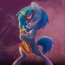 Vinyl Scratch plays sax