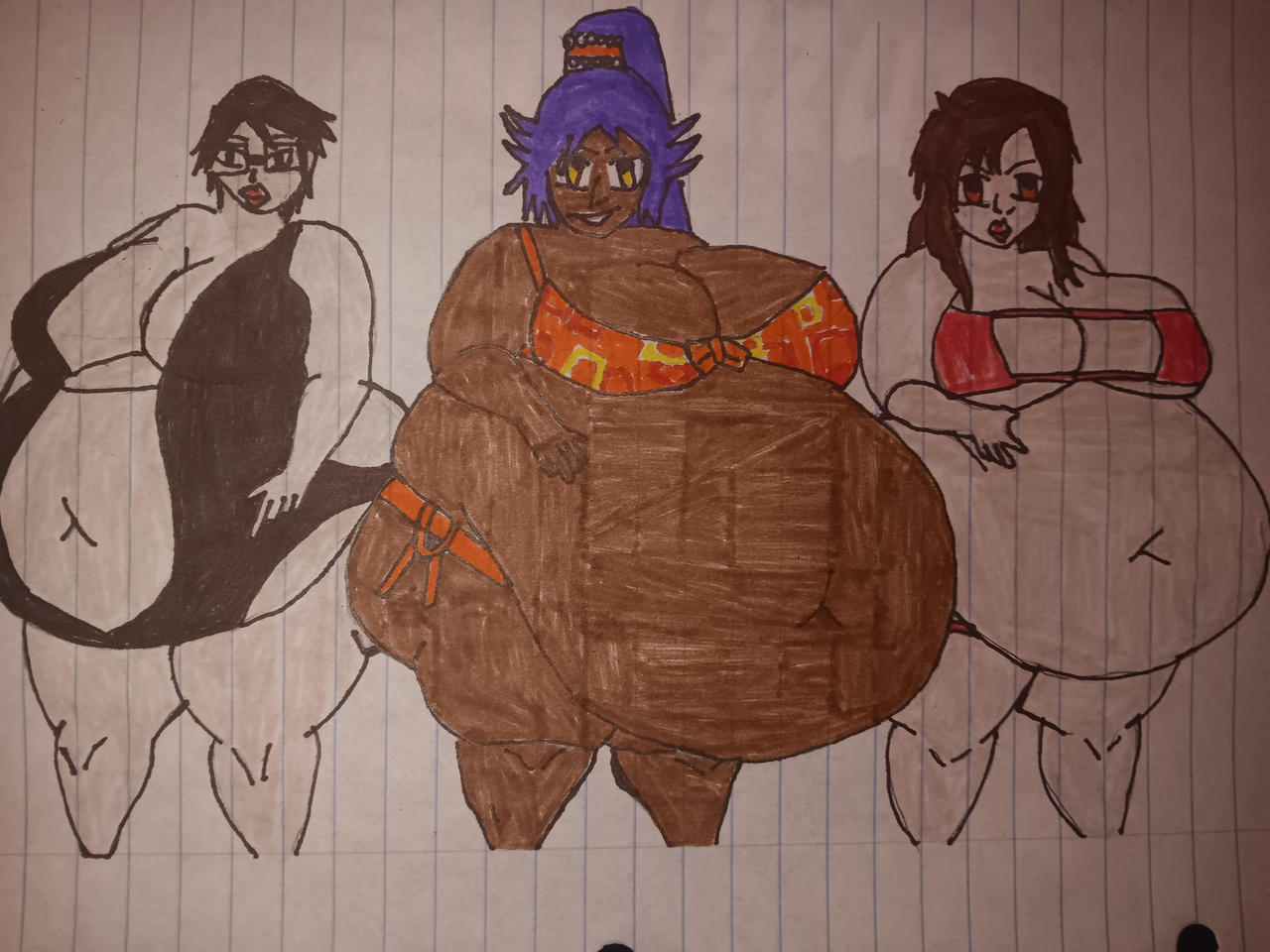 Bikini babes with big bellies