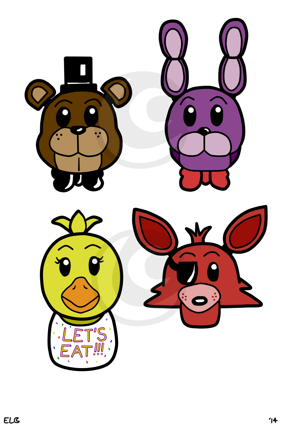 Five Nights at Freddy's Group Heads Sticker