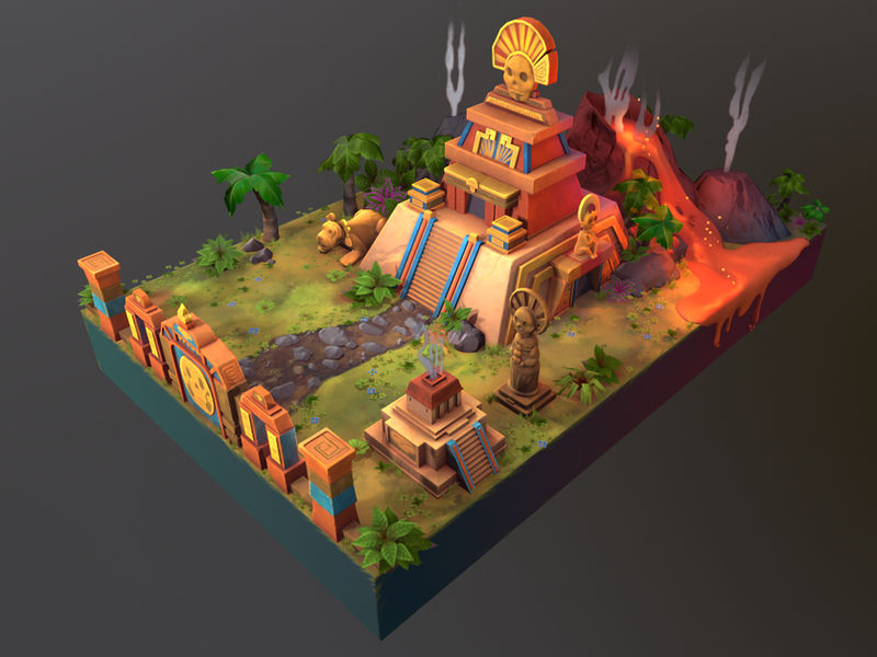 Aztec Temple - stylized 3D model by NerdyAdventurer on DeviantArt