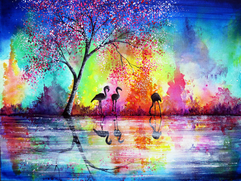 Flamingo Waters by AnnMarieBone