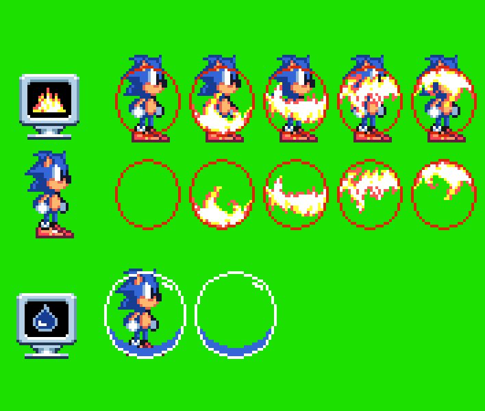 Sonic 2 SMS - Aqua and Flame Shield spritesheet by ZbvaTv on DeviantArt