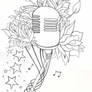 Mic tattoo flash line drawing