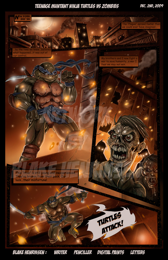 TMNT Page 1 Colored and Text by pinkhavok
