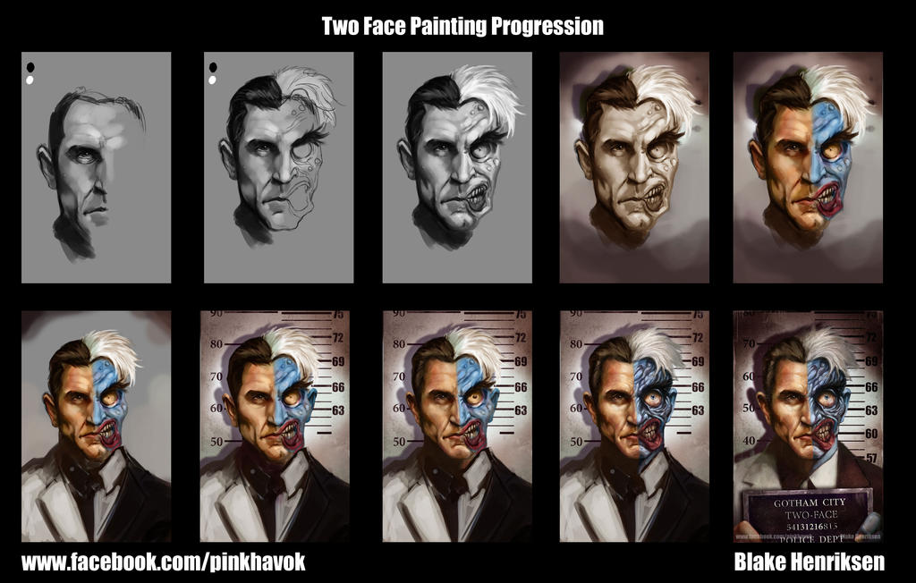 Two-Face Painting Progression by pinkhavok on DeviantArt