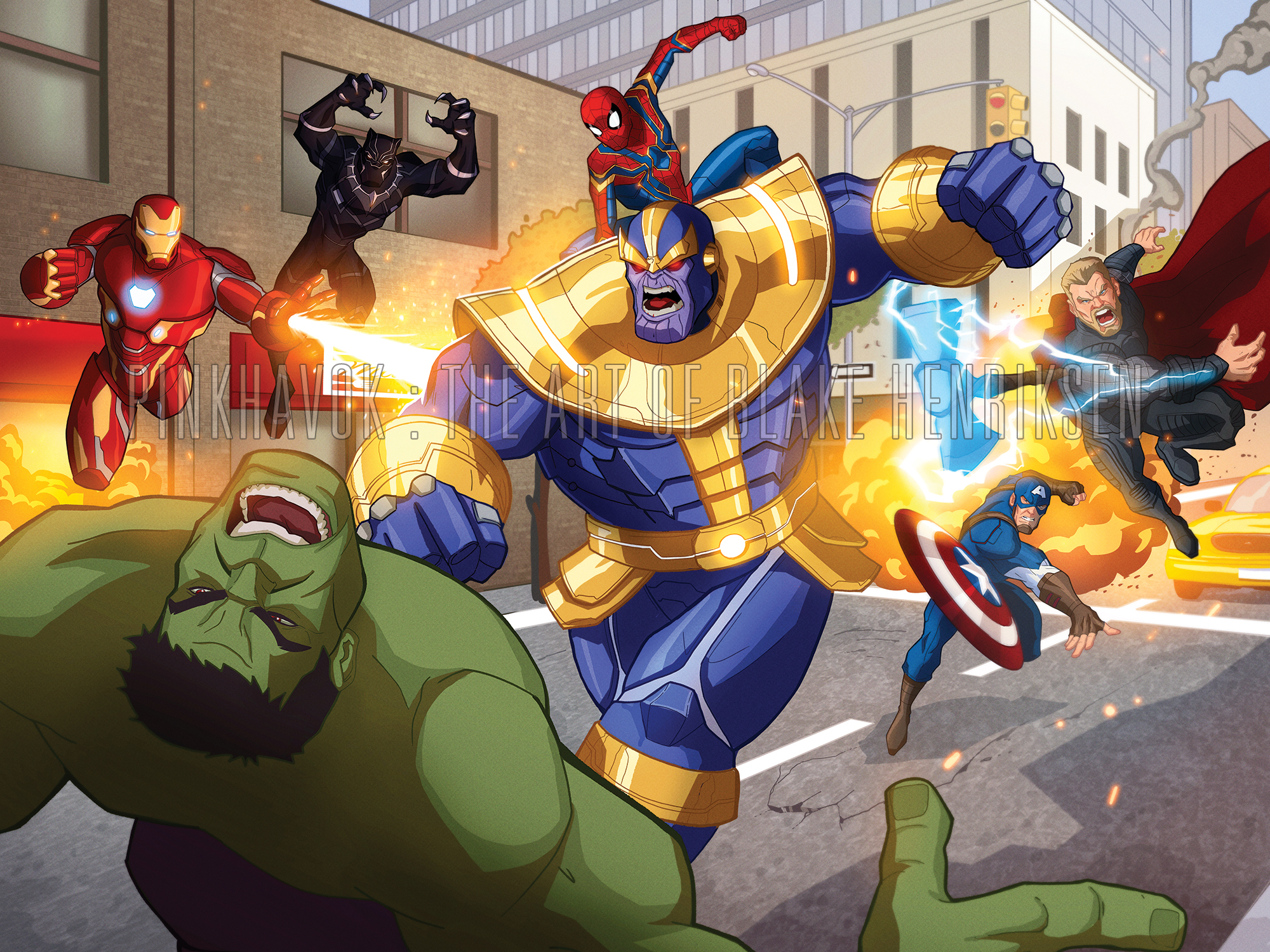 The Avengers vs Thanos by pinkhavok on DeviantArt