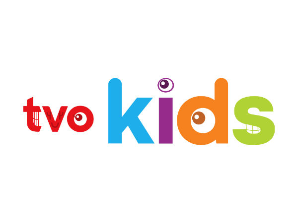 The TVOKids Logo But V Has a Face and O an Eyelash by