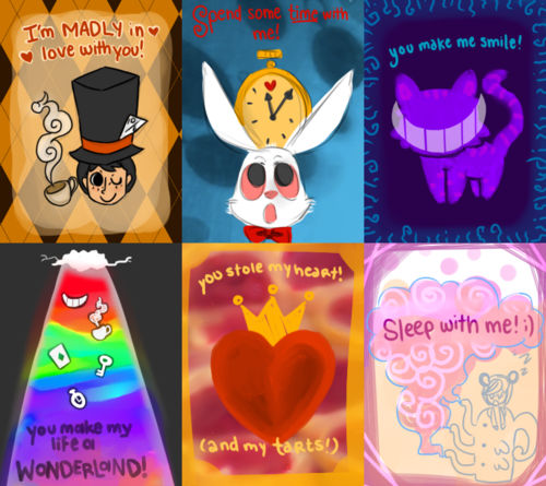 Alice in Wonderland Valentines Day Cards