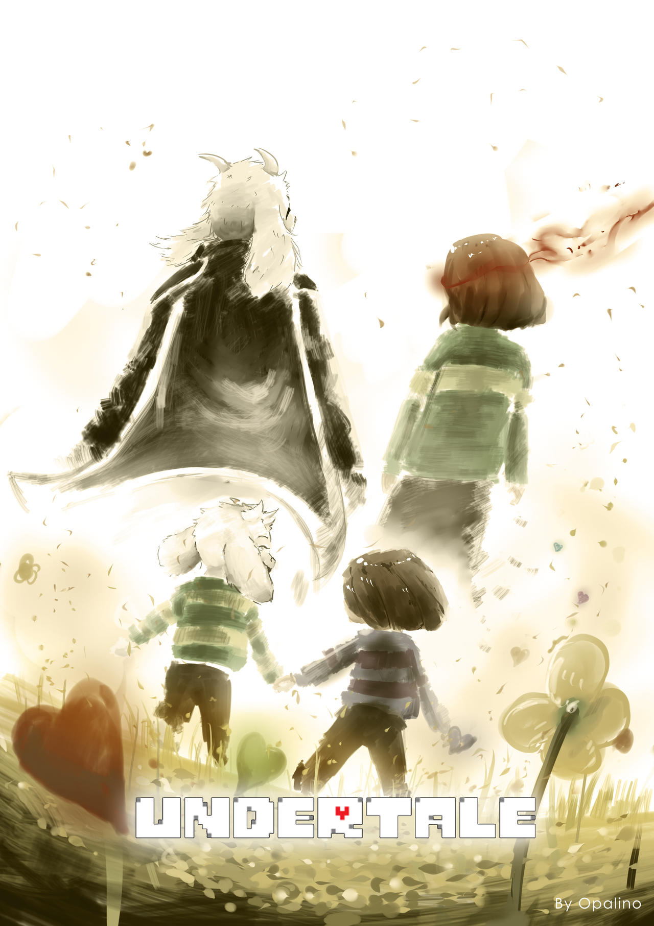 Asriel And Frisk And Chara Fanart By Opalino On Deviantart