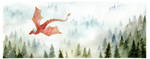 Dragon in the Mist - Watercolour by AmberSchwarz