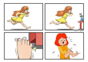 Dot Stubbing Pinky Toe on Table Leg Meme