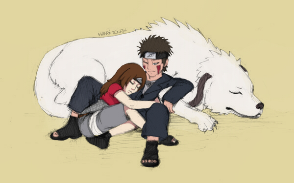 Kiba, Kira and Akamaru colored