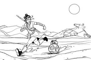 Inktober 2017: Rey and BB-8