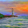 Light House and Sea Waves during Sunrise