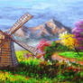 Classic Windmill and Autumn Trees