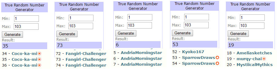Raffle 2 - 2nd Place Winners by kayomin Raffle 2 - 2nd Place Winners by kayomin