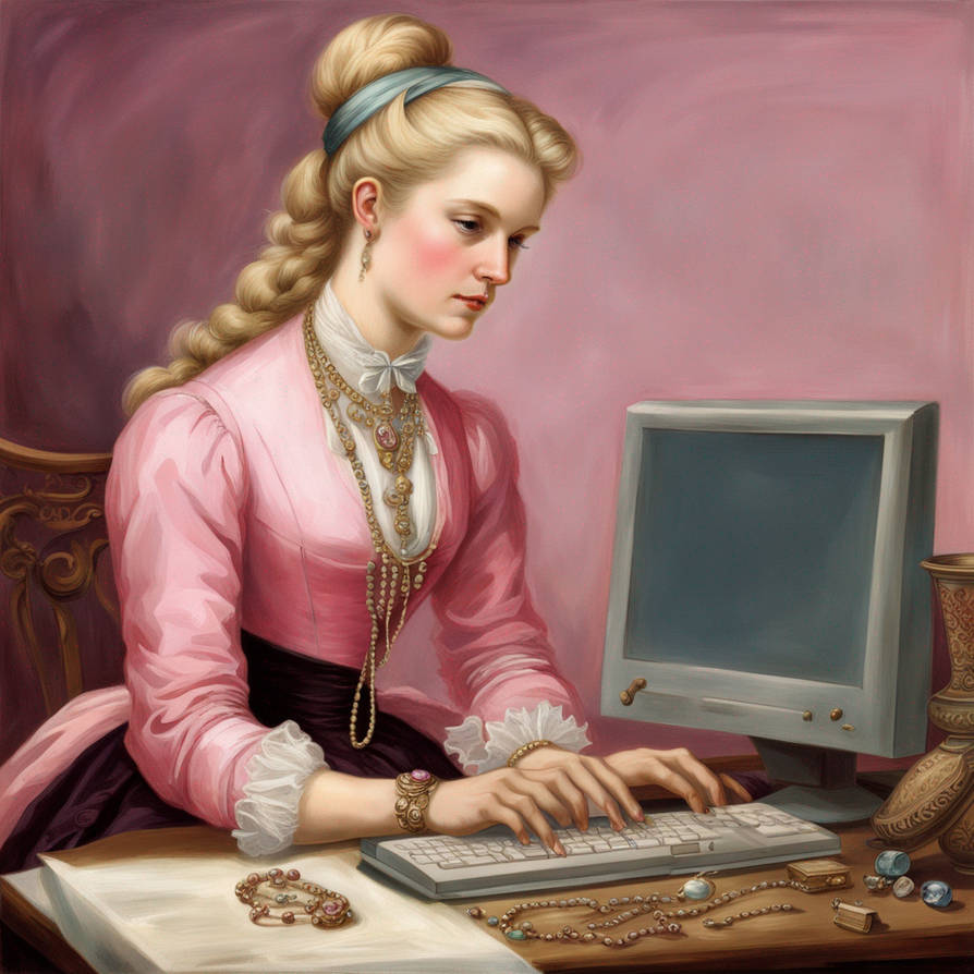 Blonde at Computer, 1840 by SharkSimper on DeviantArt