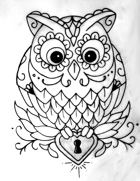 OWL OUTLINE TATTOO