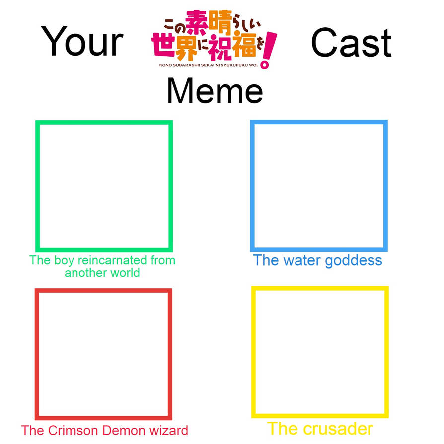 Konosuba Cast Meme Template By Lolyoshiboi On Deviantart Konosuba Cast Meme Template By Lolyoshiboi On Deviantart